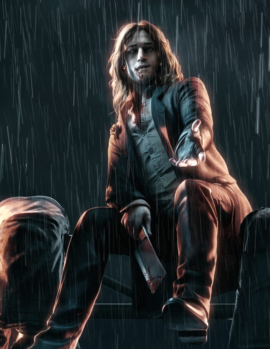 Bloodlines 2 - Personnage assis sous la pluie