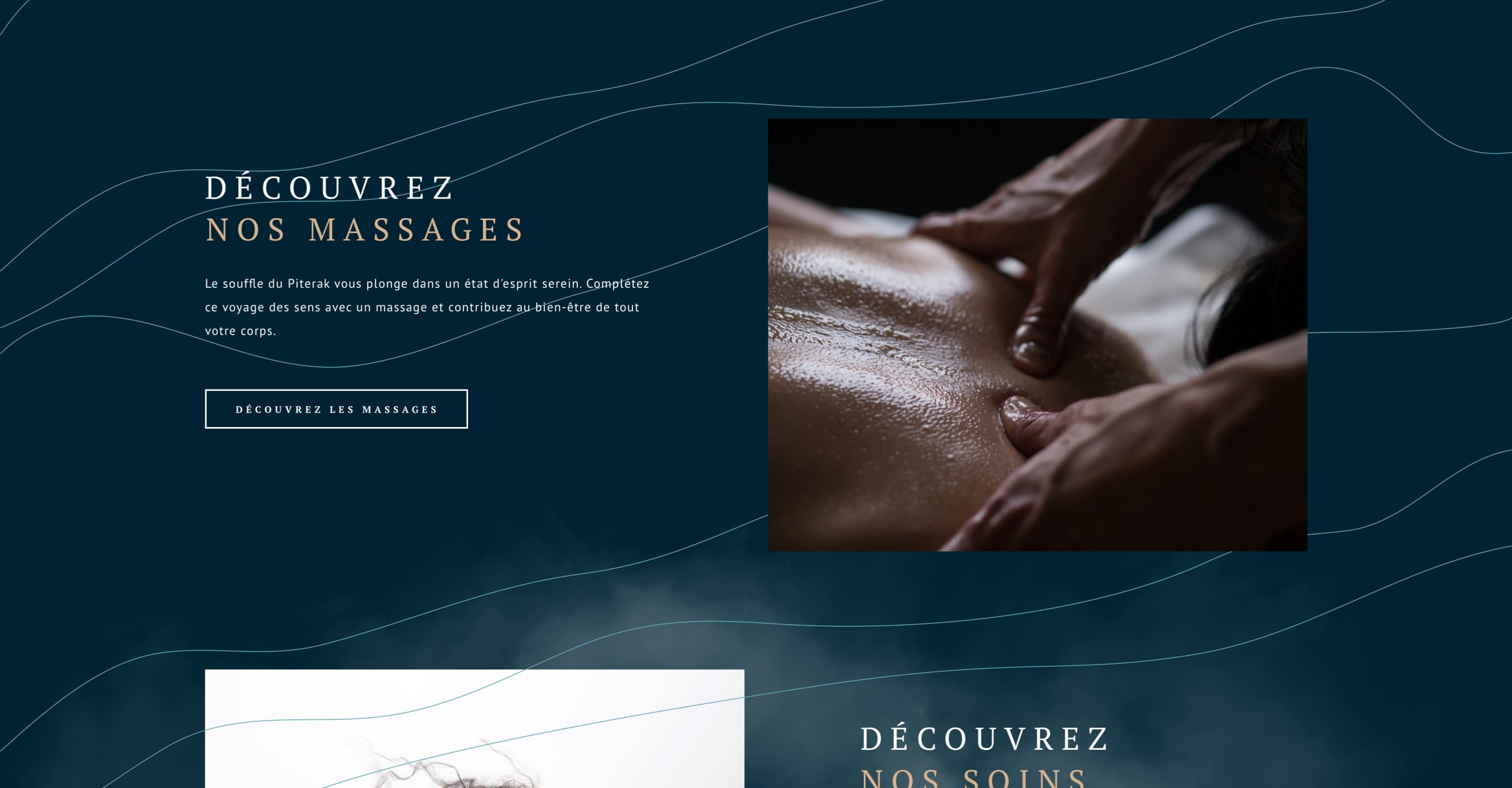 Interface du site 'Forena' - Page des Massages et Soins
